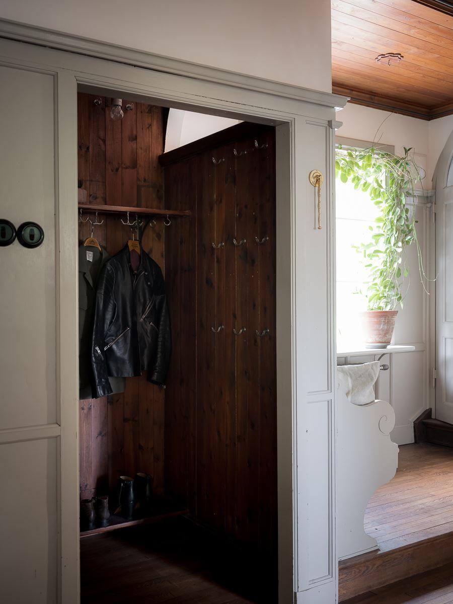 A Floral Painted Ceiling in a 1920s Family Home in Sweden 18 coat storage