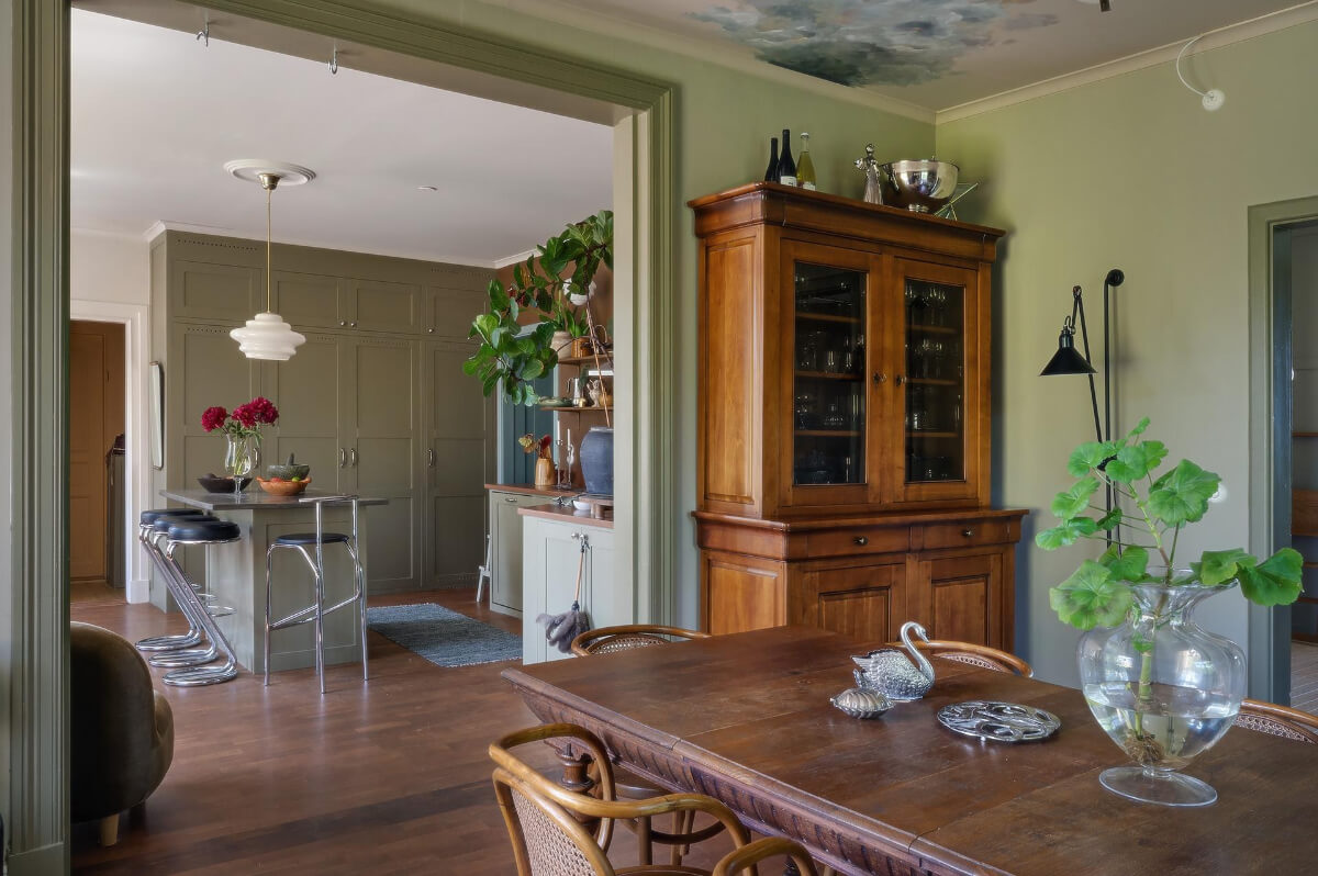 A Dining Room with a Painted Ceiling in an Early 19th Century Apartment 7 dining room kitchen