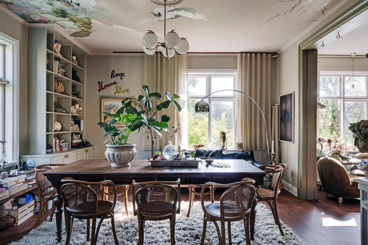 A Dining Room with a Painted Ceiling in an Early 19th Century Apartment 2 dining room with painted ceiling