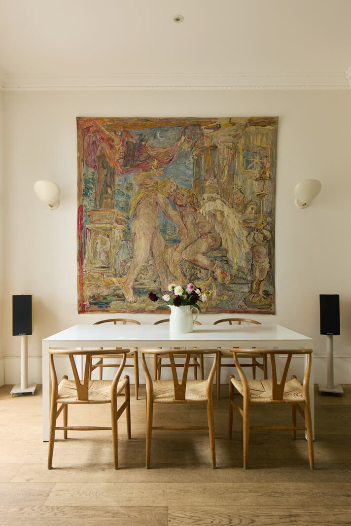 Light-Filled Interiors in a Grand Early Victorian House in Notting Hill 5 dining space large tapestry