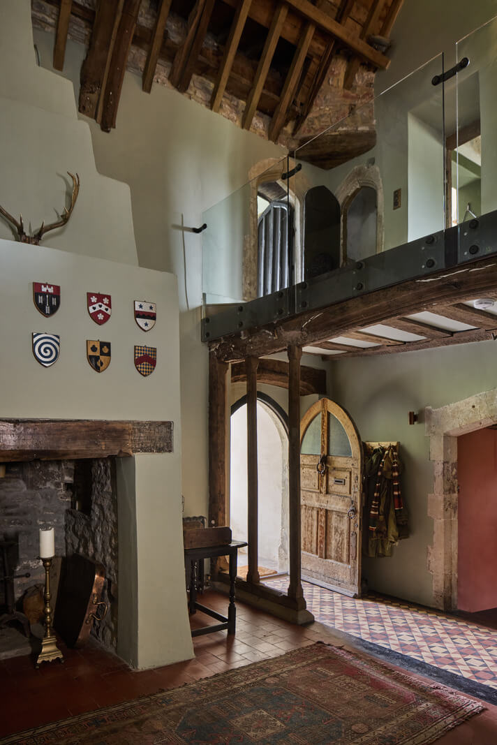 Best of 2025: Hallways 40 exposed beams fireplace tile floor medieval manro