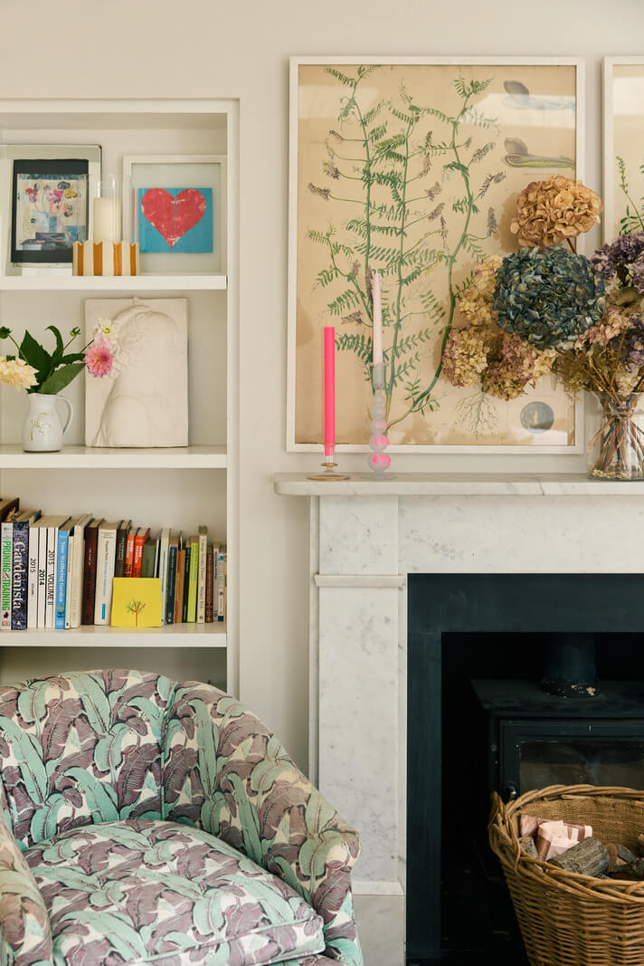 Light-Filled Interiors in a Grand Early Victorian House in Notting Hill 7 fireplace bookshelves