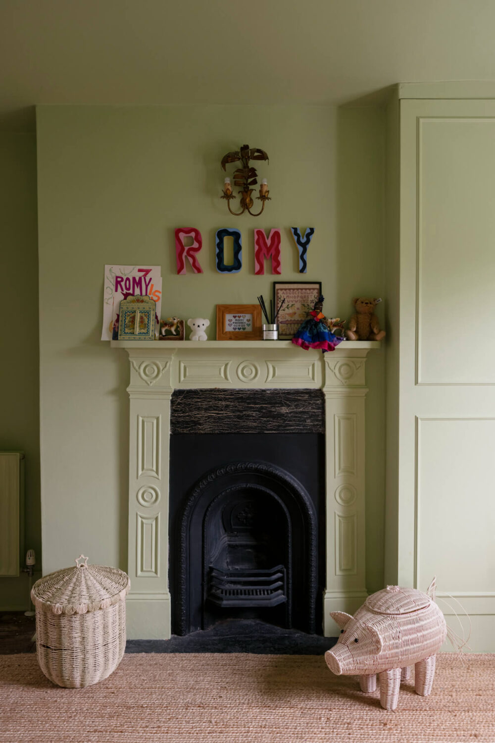 A Victorian Family House with a Tuscan-Inspired Kitchen Extension 30 fireplace green bedroom