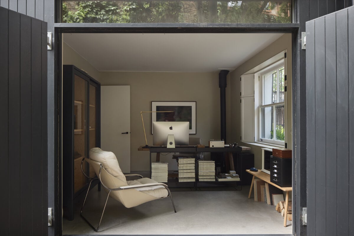 A Black and White Primrose Hill Mews House with a Roof Terrace 18 gray home office