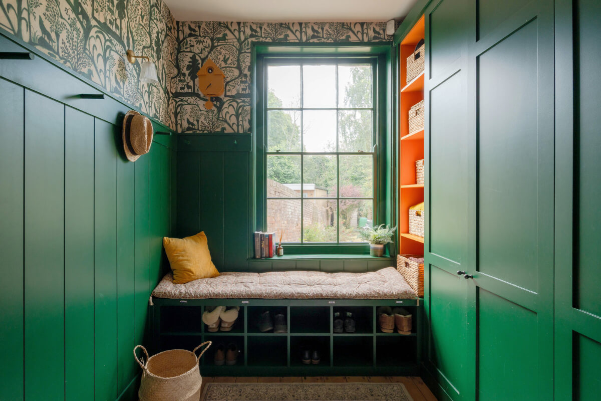 Best of 2025: Hallways 4 green boot room with paneled walls wallpaper