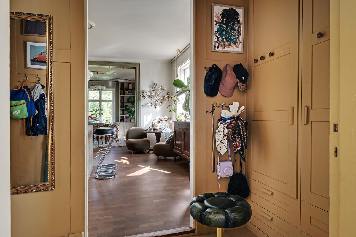 A Dining Room with a Painted Ceiling in an Early 19th Century Apartment 24 hall built-in wardrobes