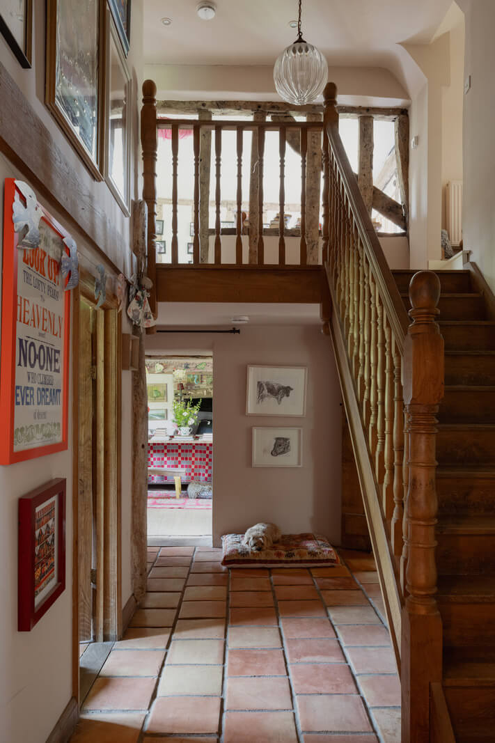 Colorful Interiors and Period Features in a 16th-Century Farmhouse 25 hall stone floor