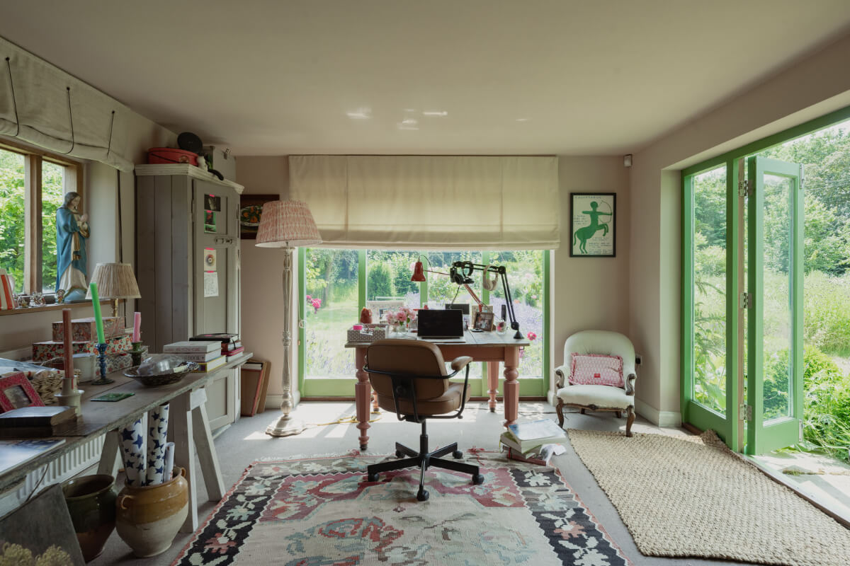 Colorful Interiors and Period Features in a 16th-Century Farmhouse 17 home office