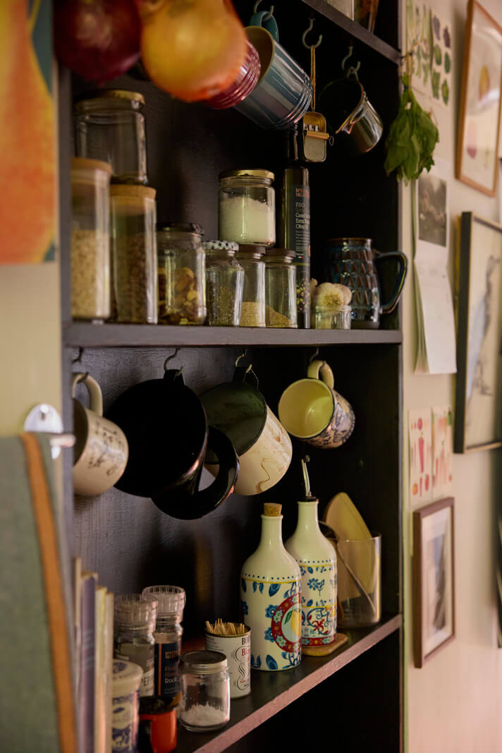 Cozy Living Spaces and Limewash Walls in an Artist's English Home 12 kitchen detail