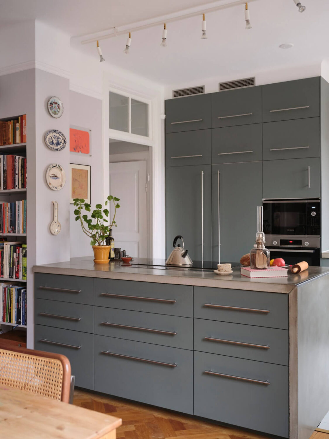An Early 20th Century Apartment with a Muted Green Kitchen 5 kitchen island