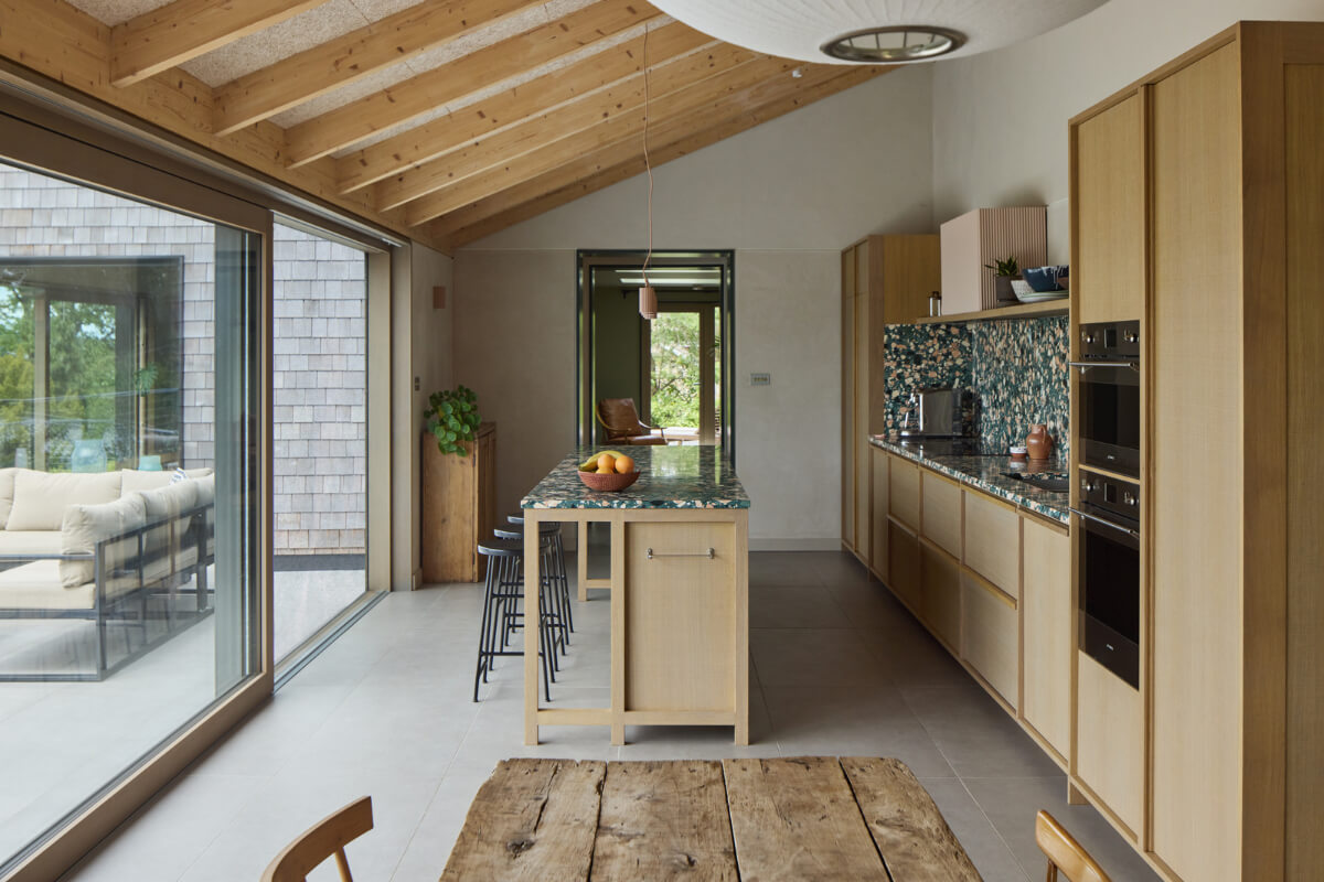 A Modern Bungalow with a Terrazzo Kitchen and Magnificent Views 8 kitchen with island terrazzo countertops