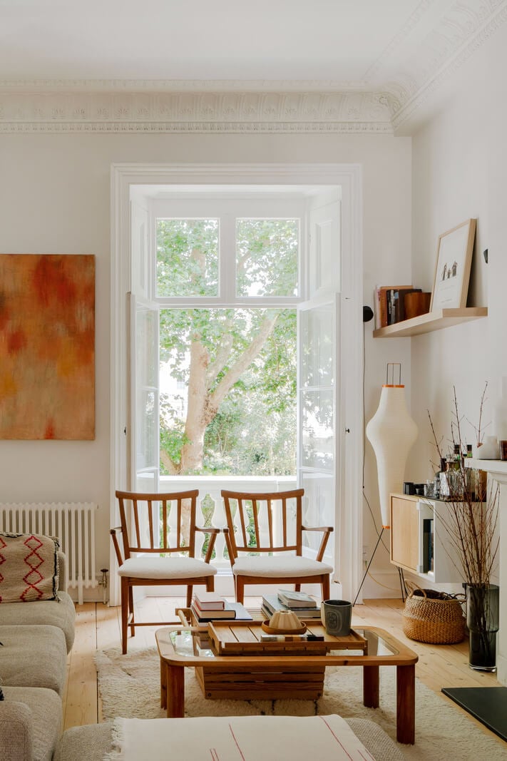 Historic Charm and Modern Design in a Light-Filled Pimlico Apartment 5 large glass balcony doors london living room