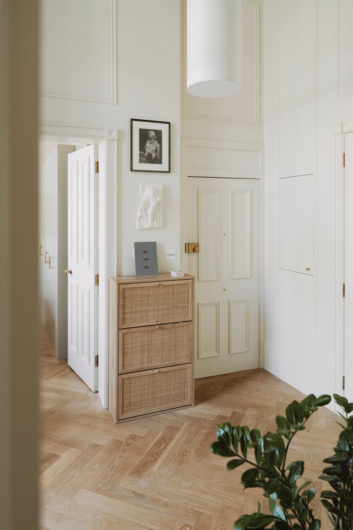 Grand Proportions and Bay Windows in a Belsize Park Apartment 9 light hall herringbone floor