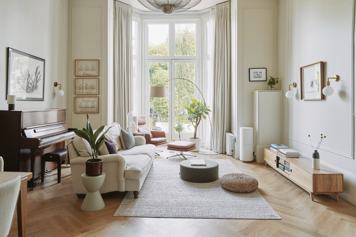 Grand Proportions and Bay Windows in a Belsize Park Apartment 1 light living room high ceilings bay window