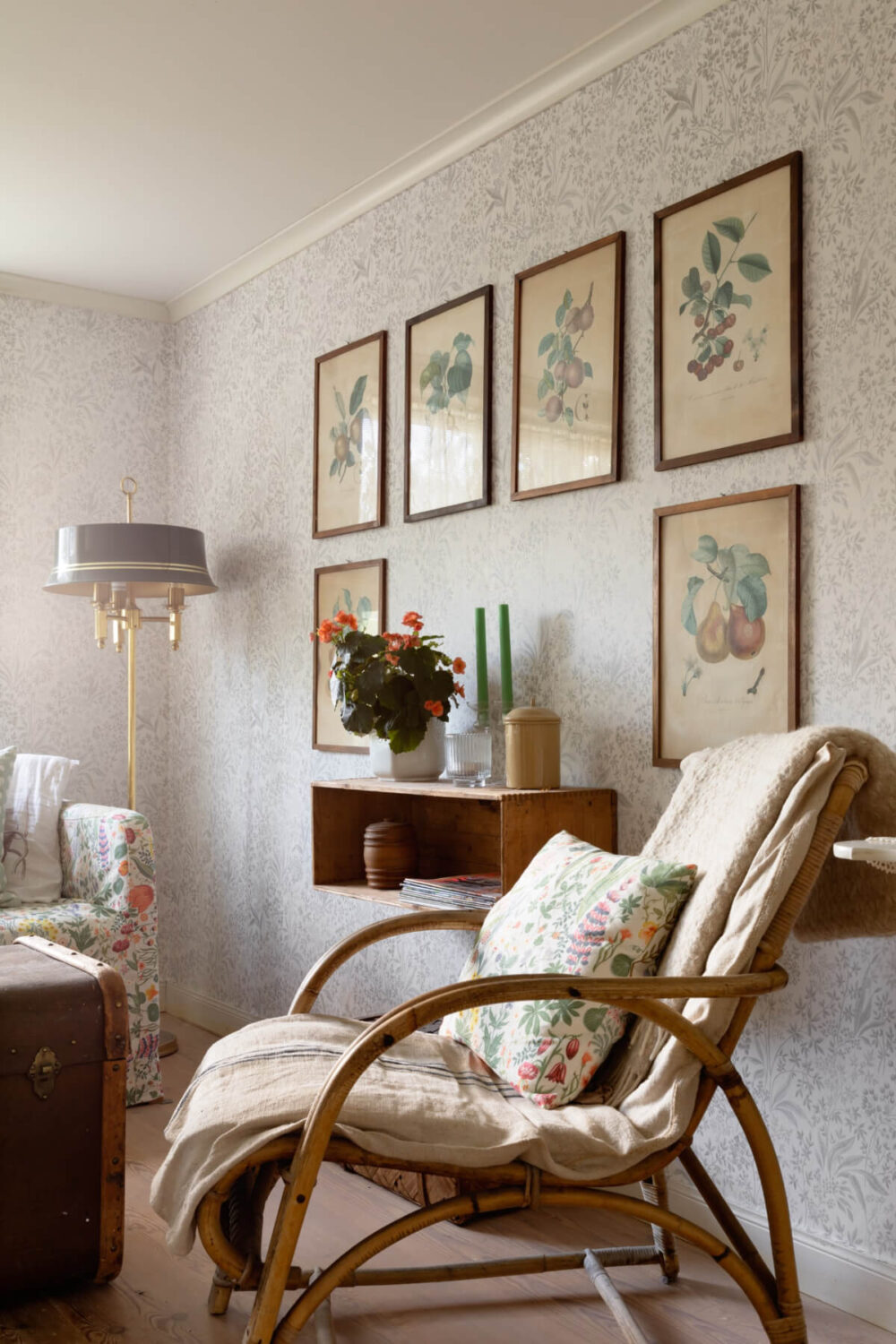 An Idyllic 18th Century Cottage with a Charming Garden 2 living room chair light blue wallpaper