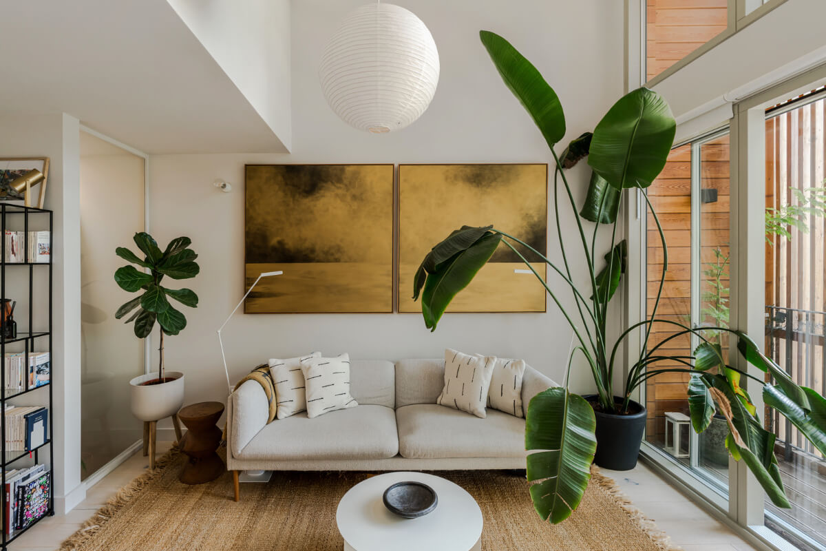 A High-Pitched Ceiling In a Light London Duplex Apartment 2 living room high ceiling