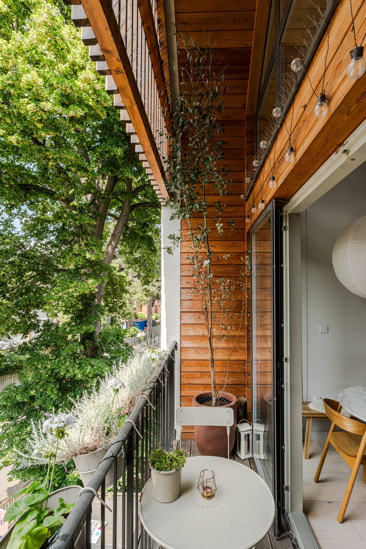 A High-Pitched Ceiling In a Light London Duplex Apartment 6 narrow balcony