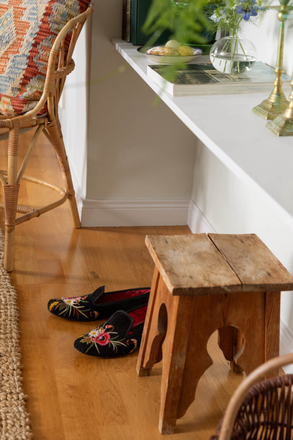 Antiques and Modern Additions in a Cozy Top Floor Duplex Apartment 21 niche with shelf