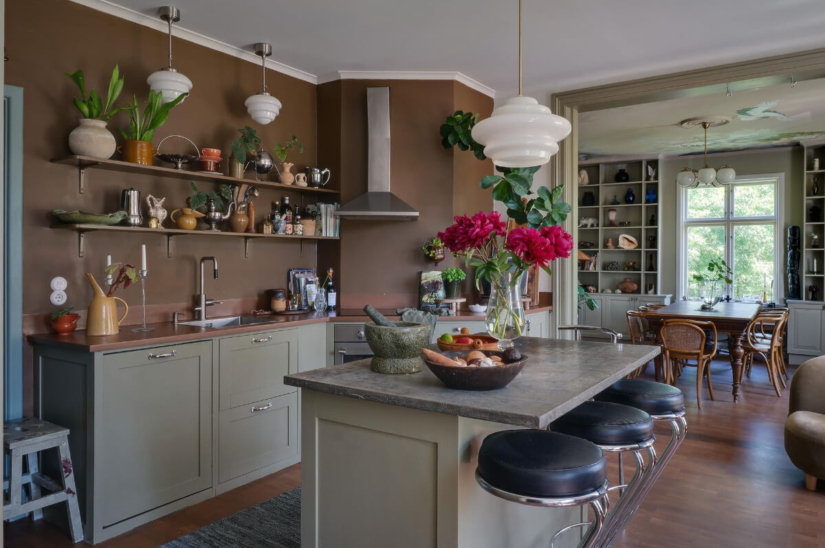 A Dining Room with a Painted Ceiling in an Early 19th Century Apartment 12 open-plan kitchen dining space