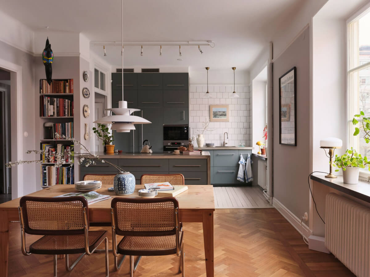 open plan kitchen dining space