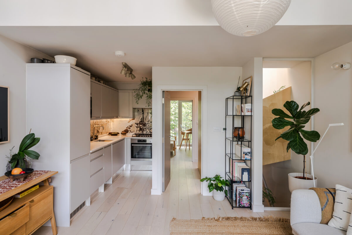 A High-Pitched Ceiling In a Light London Duplex Apartment 9 open plan living room kitchen