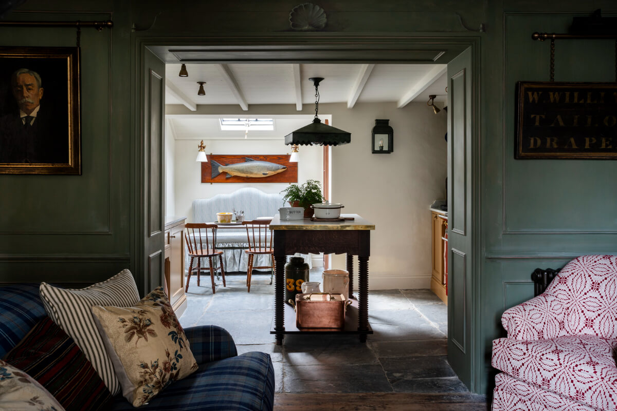 Bespoke Interiors and an Earthy Color Palette in a Historic Cottage 4 open-plan living space english cottage