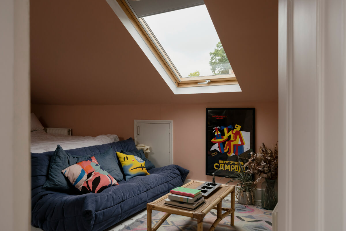 A Victorian Family House with a Tuscan-Inspired Kitchen Extension 32 pink bedroom with sofa