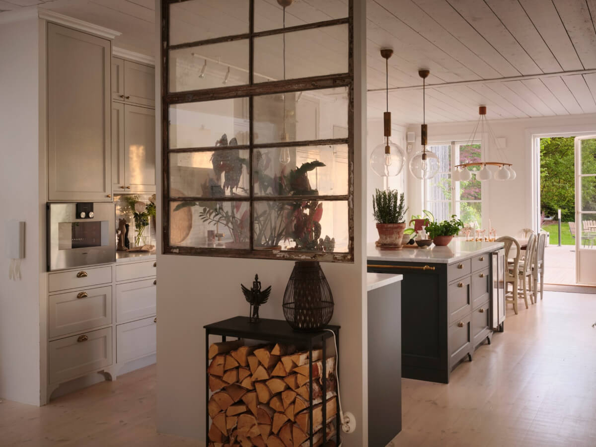 This Extended 19th Century Lakeside House is a Green Oasis in the City 6 reclaimed window room divider