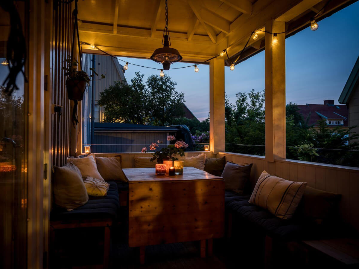 A Floral Painted Ceiling in a 1920s Family Home in Sweden 5 veranda at night