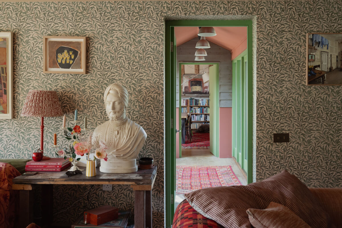 Colorful Interiors and Period Features in a 16th-Century Farmhouse 10 william morris wallpaper