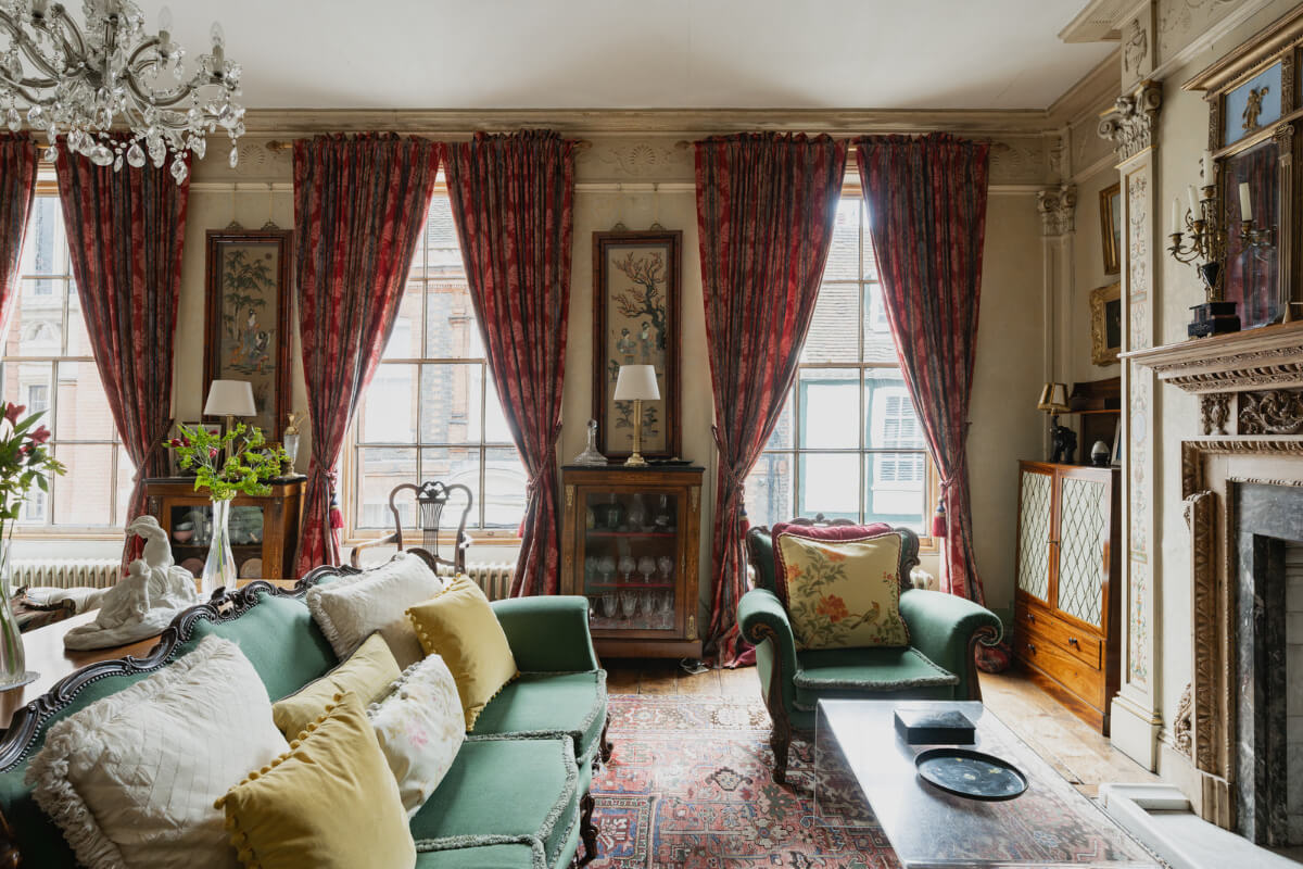 Medieval Craftsmanship & Georgian Elegance in an English Townhouse 16 antiques formal sitting room