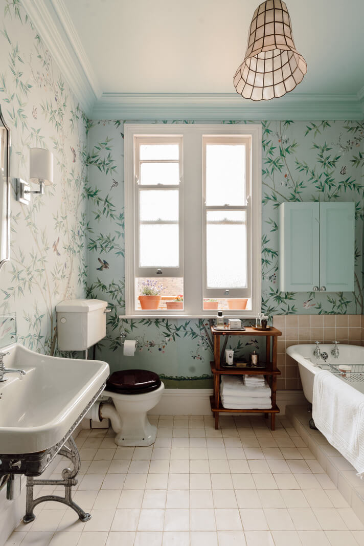 50 Bathroom Wallpaper Ideas Adding Color, Style, and Expression 44 bathroom blue floral wallpaper