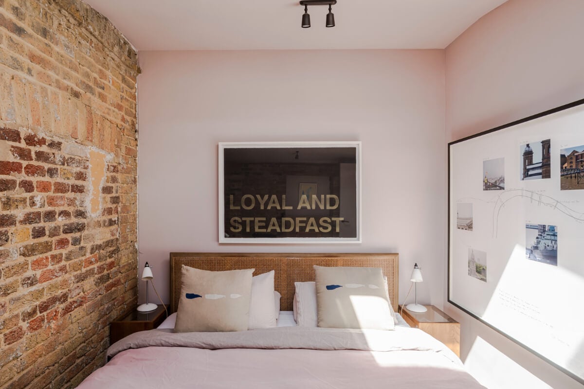 An Industrial Mews House with a Sebastian Cox deVOL Kitchen 19 bedroom exposed brick wall