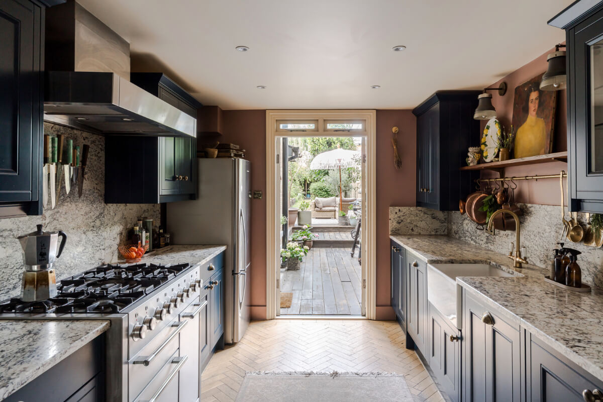 Best of 2025: Kitchens 66 blue kitchen herringbone floor garden doors
