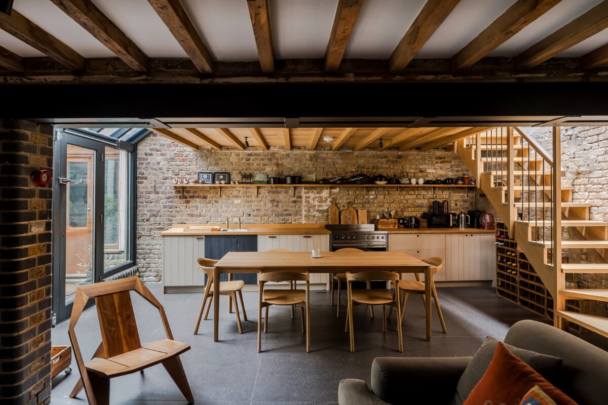 An Industrial Mews House with a Sebastian Cox deVOL Kitchen 1 devol sebastian cox kitchen exposed brick wall