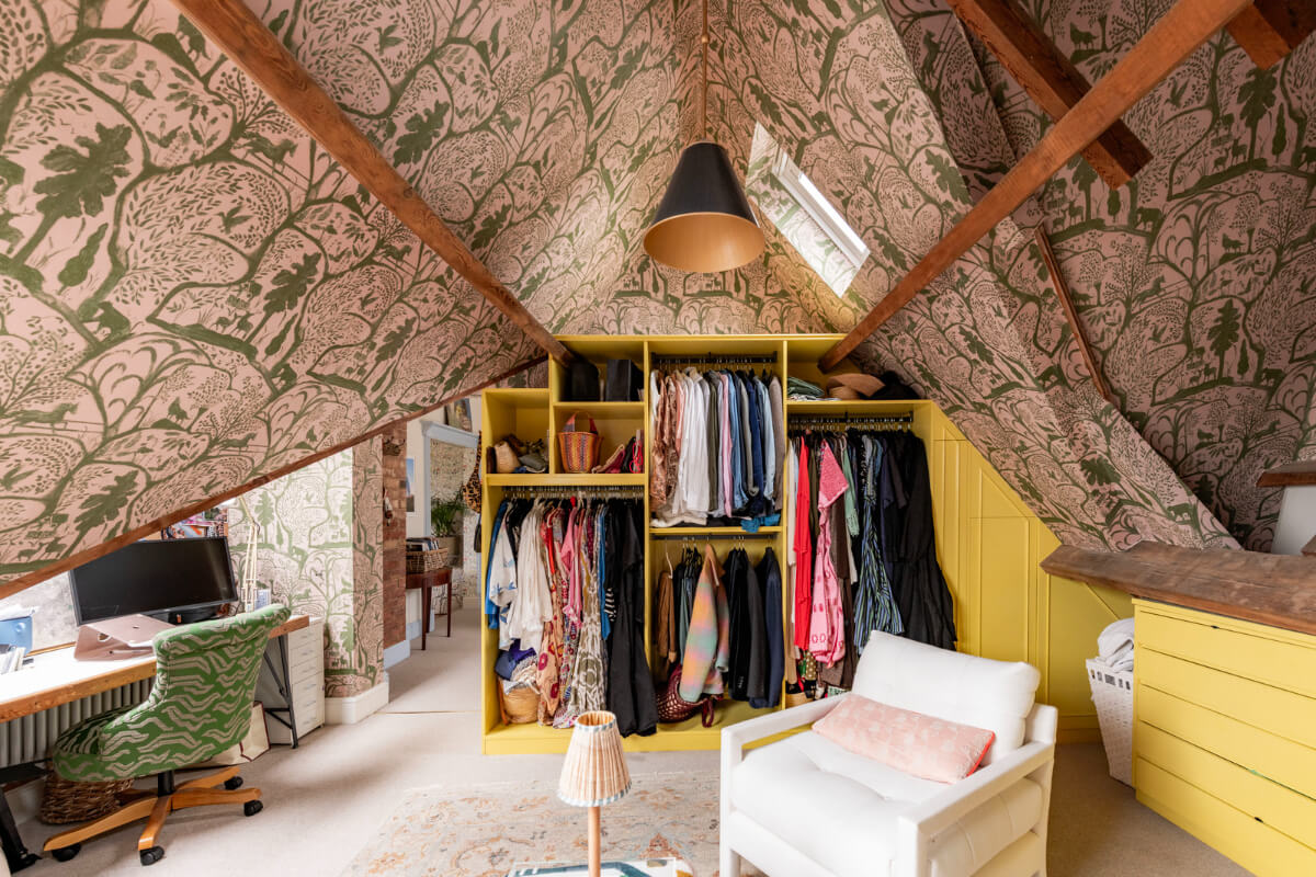 27 Statement Ceiling Ideas That Will Spruce Up Any Room 26 dressing room and home office wallpaper pitched ceiling