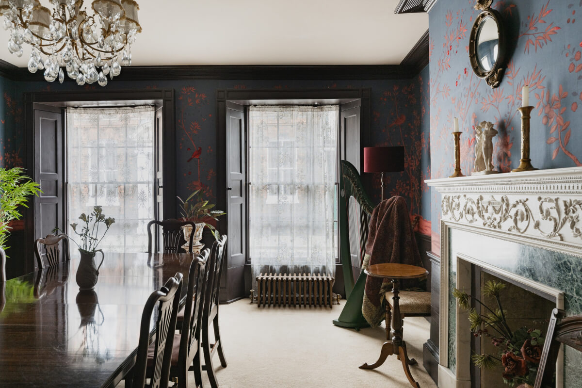 Medieval Craftsmanship & Georgian Elegance in an English Townhouse 11 formal dining room fireplace