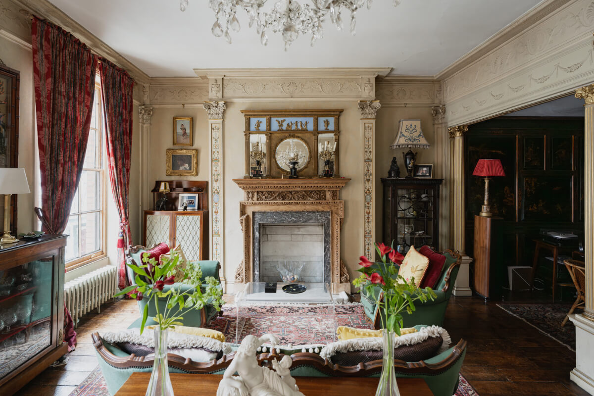 Medieval Craftsmanship & Georgian Elegance in an English Townhouse 14 formal sititng room fireplace period features