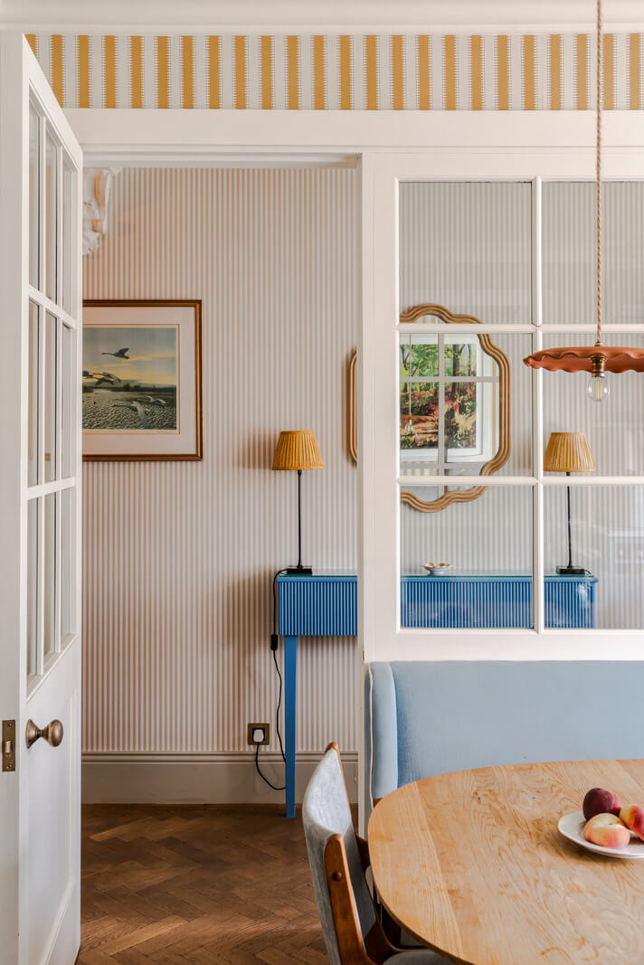 Color, Pattern, and Texture in a Renovated London Townhouse 4 glass door to hall