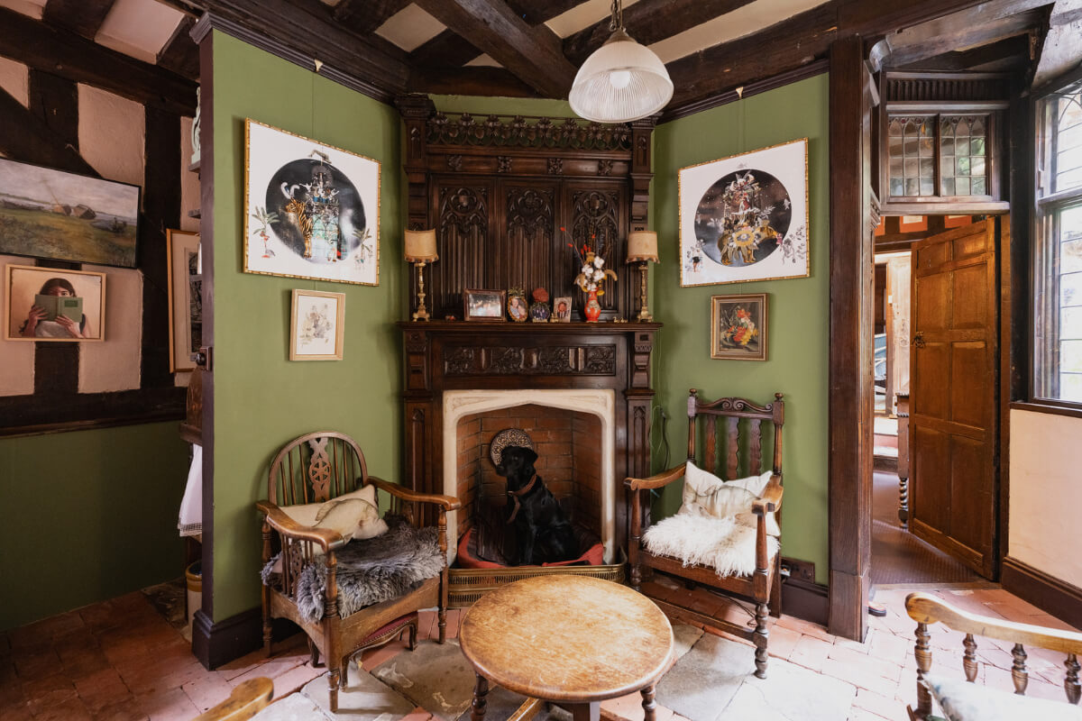 Medieval Craftsmanship & Georgian Elegance in an English Townhouse 9 green sitting room stone floor