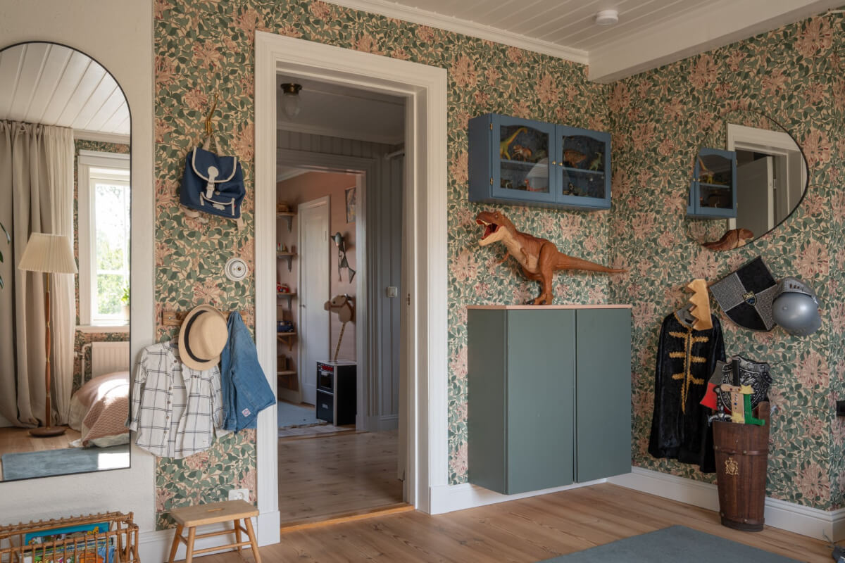 A Charming Historic Country House North of Stockholm 40 kids bedroom floral wallpaper