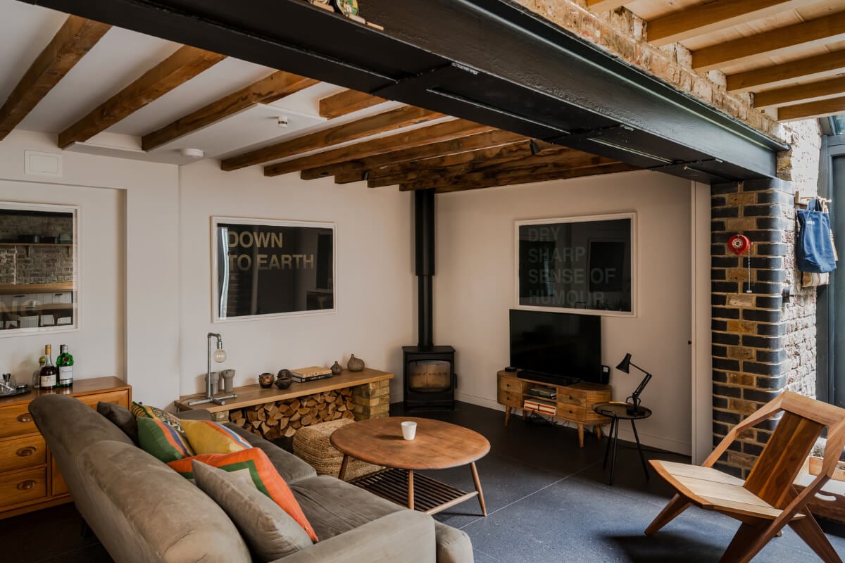 An Industrial Mews House with a Sebastian Cox deVOL Kitchen 3 living space rustic industrial mews house