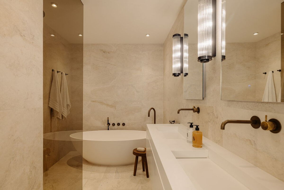 A Luxurious Parisian-Inspired Apartment in Amsterdam 21 modern bathroom freestanding bath