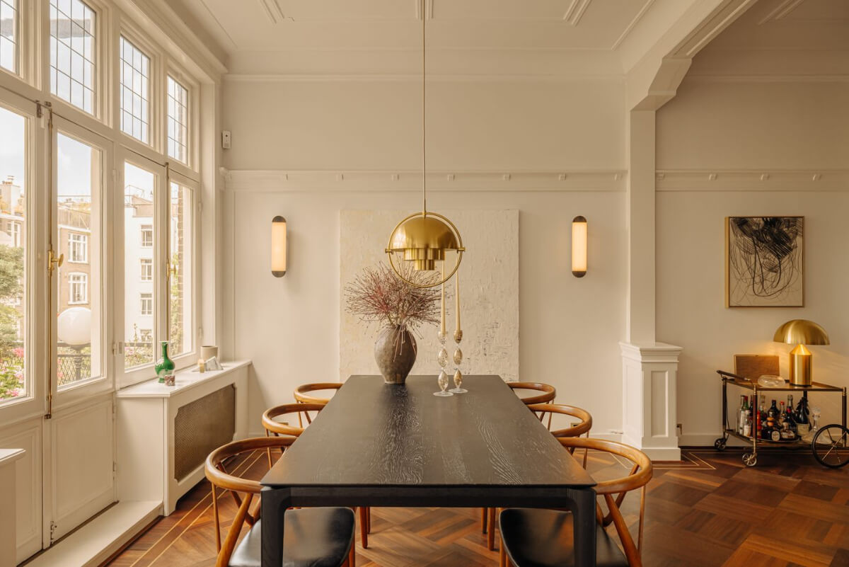 A Luxurious Parisian-Inspired Apartment in Amsterdam 5 open plan living space dining table