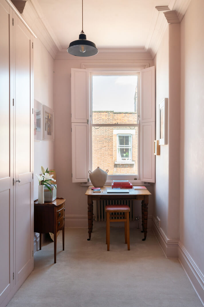 Pastel Tones and Deep Yellow in an Early 20th-Century London Apartment 18 pastel pink home office