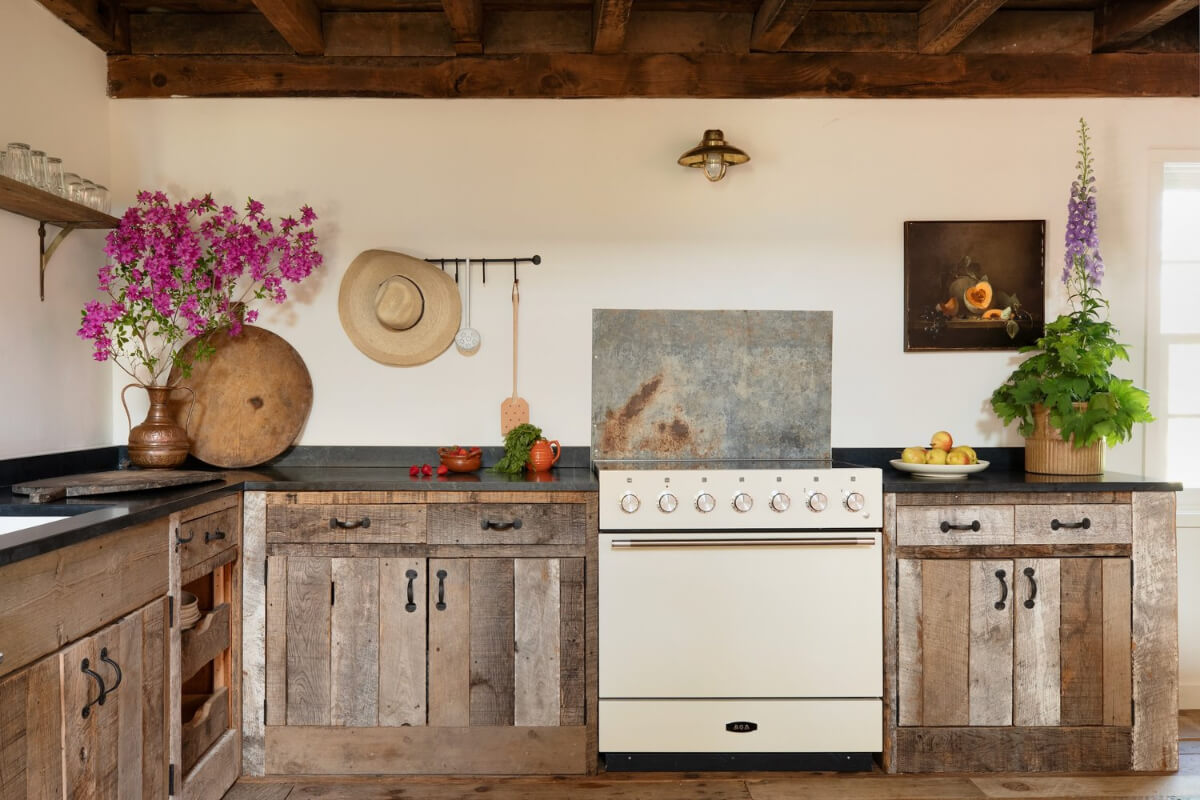 A Reimagined Farmhouse by Corbin Bernsen and Amanda Pays Lists for $4.6 Million 35 rustic timber kitchen
