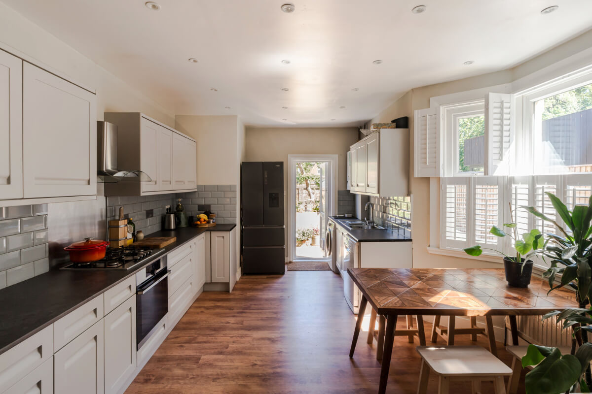A Two-Tone Pink Living Room in a Victorian London House 12 spacious kitchen with utility space