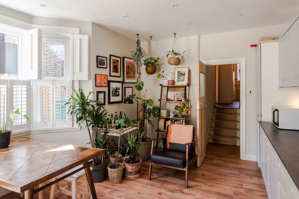 A Two-Tone Pink Living Room in a Victorian London House 9 spacious kitchen wooden floor dining table