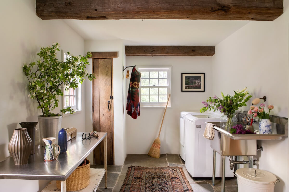 A Reimagined Farmhouse by Corbin Bernsen and Amanda Pays Lists for $4.6 Million 28 utility room flagstone floor