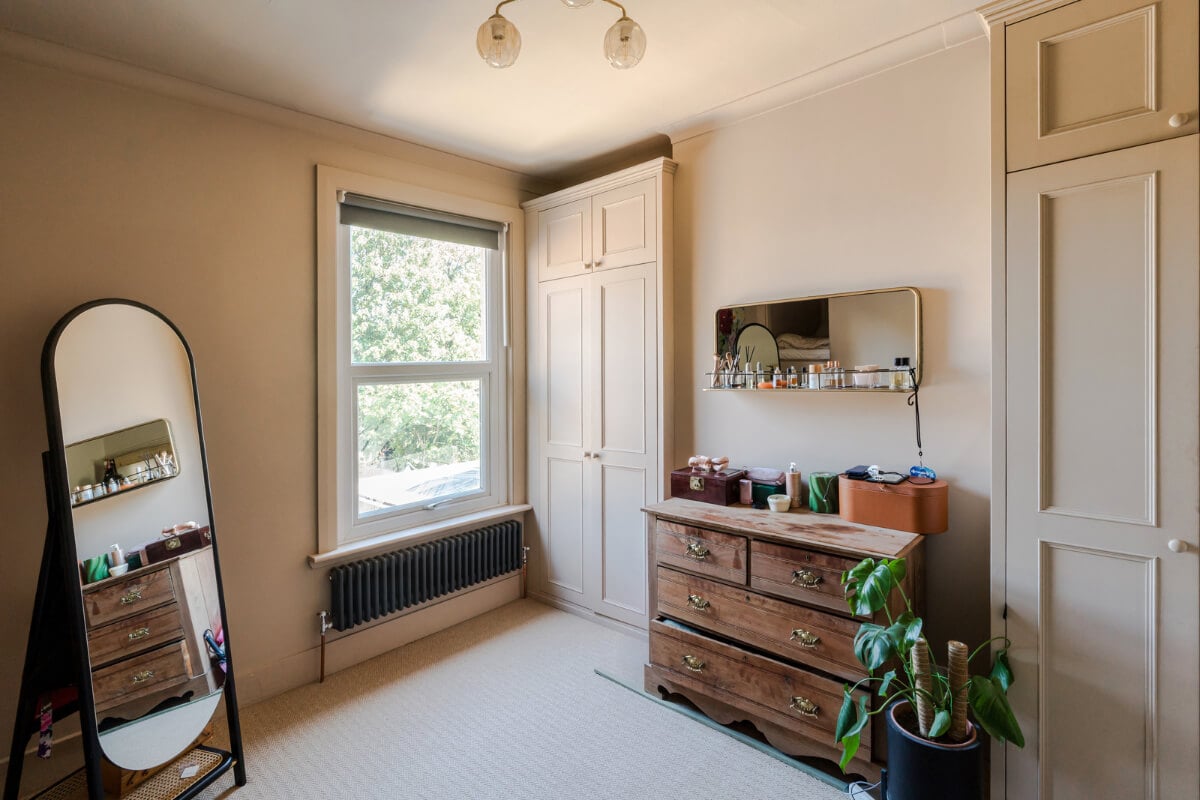 A Two-Tone Pink Living Room in a Victorian London House 16 wardrobe room built-in closets